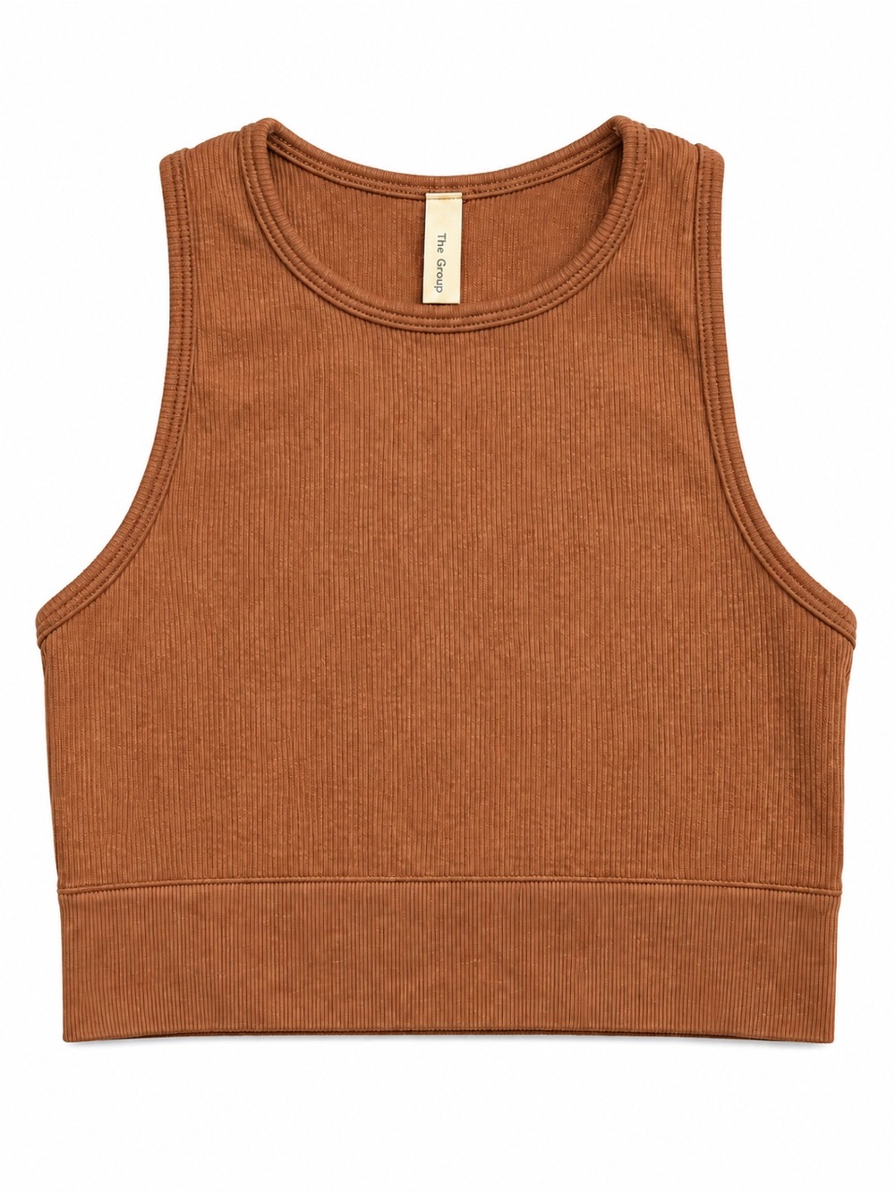 Aritzia The Group Babaton Ribbed Crop Tank XS Brown 90s Minimalist Y2K